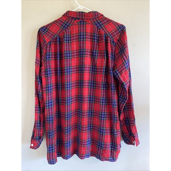 J. Jill Red Plaid Holiday Christmas Casual Button Up Shirt Womens Small - Picture 5 of 6